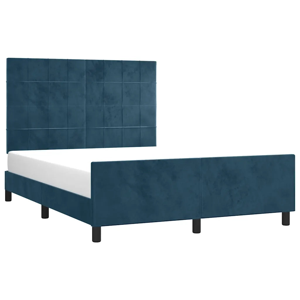 Giroletto senza Materasso-Struttura Letto Blu Scuro 140x200 cm Velluto