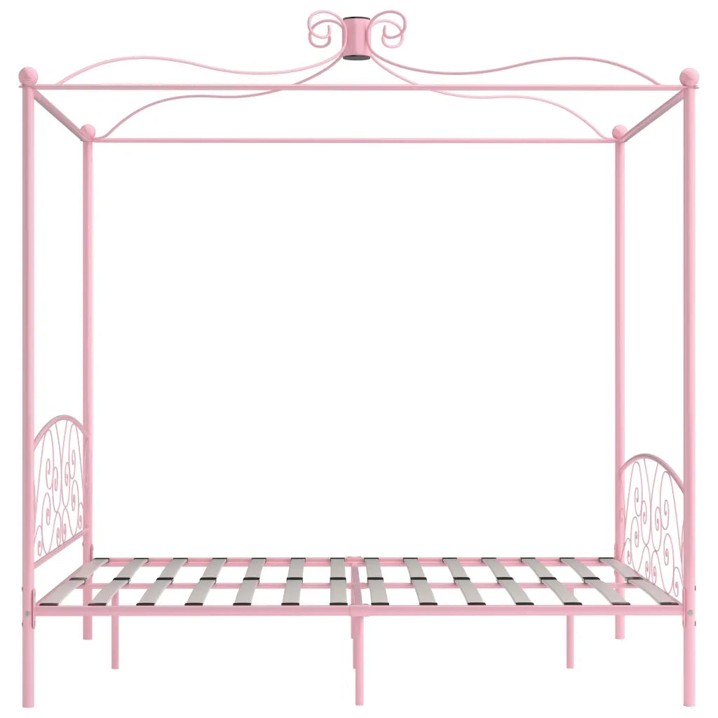 Letto a Baldacchino Rosa in Metallo 160x200 cm 284490