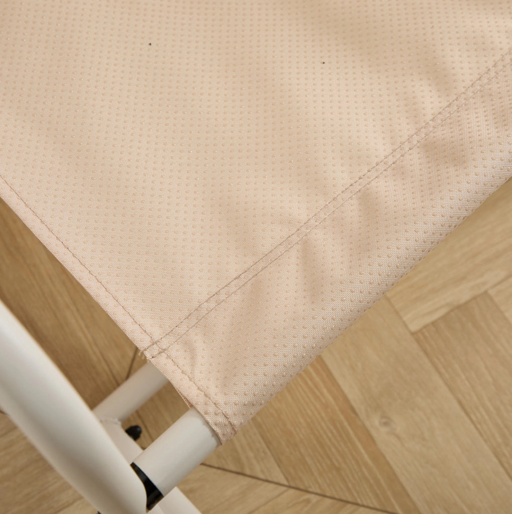 Sedia a dondolo da esterno in acciaio con cuscino spesso; beige
