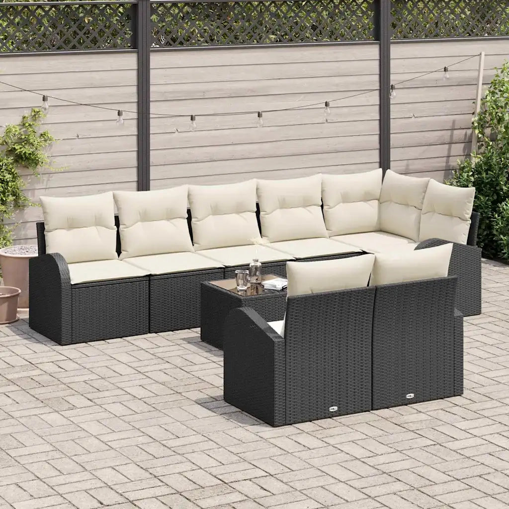 Set Divano da Giardino 9 pcs Nero e Bianco polyrattan 3354766