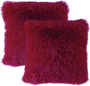 Set di 2 coprisacco 40x40 cm con fodera artificiale, decorativi cuscini di supporto morbidi, cuscini morbidi con copertura in piuma, cuscini morbidi per divano 40x40 cm in rosso vino.