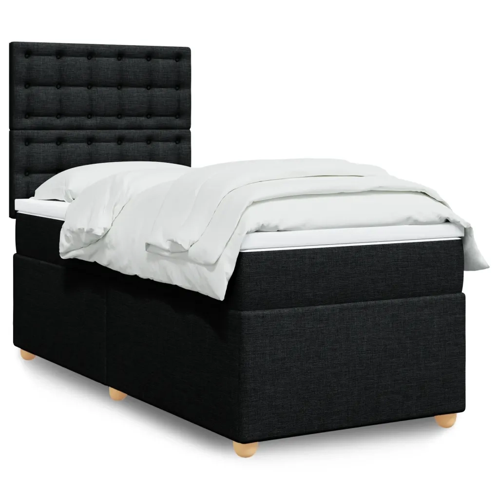 Giroletto a Molle con Materasso Nero 90x200 cm in Tessuto 3291179