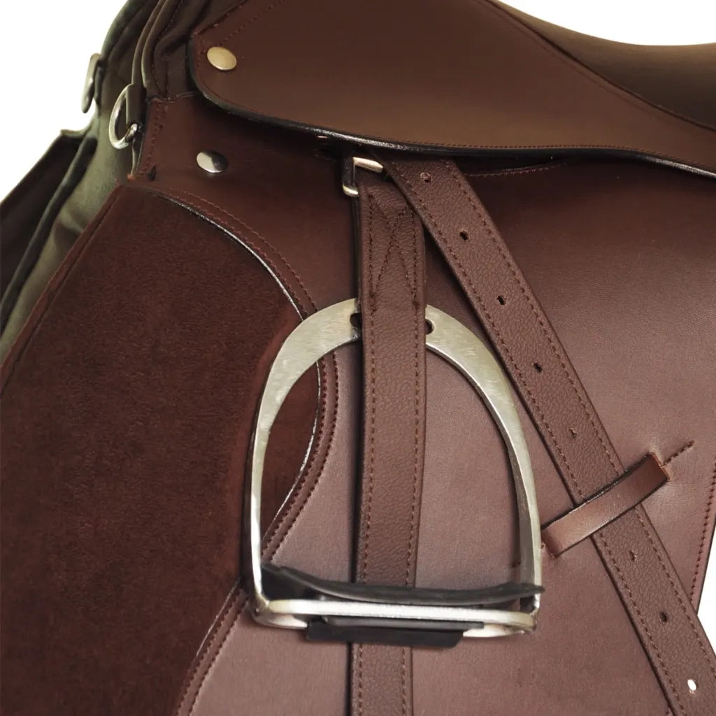 Set Sella Equitazione 17,5" in pelle naturale Marrone 12 cm 5-in-1 90647