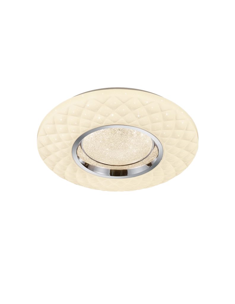 Plafoniera Moderna Led Dimmer Magnolia Bianco Decori Rombo Ø39 cm Trio Lighting