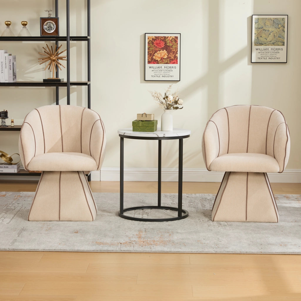 Poltrona girevole in Chenille, seduta ergonomica con schienale alto, colore Camel, per camera da letto e soggiorno