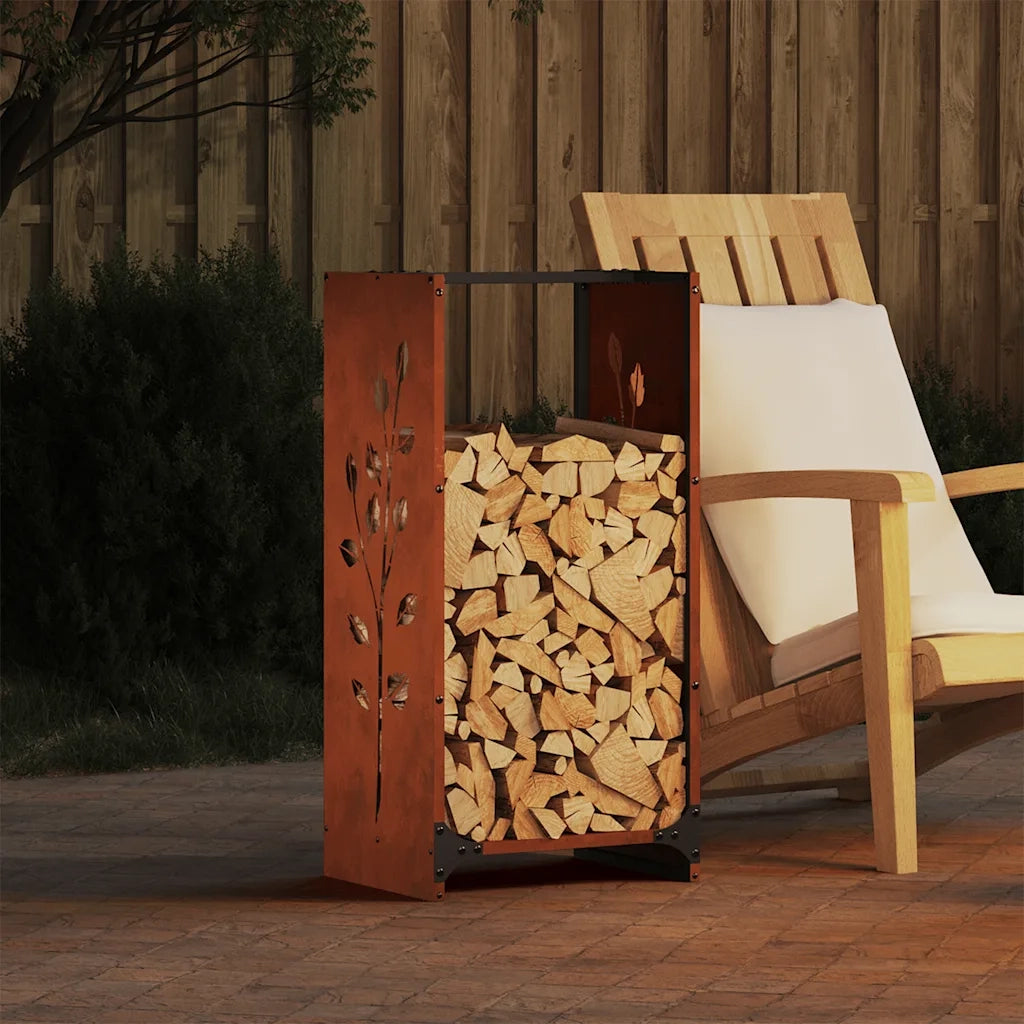 Rastrelliera per Legna da Ardere 40x30x80 cm in Acciaio Corten 864224