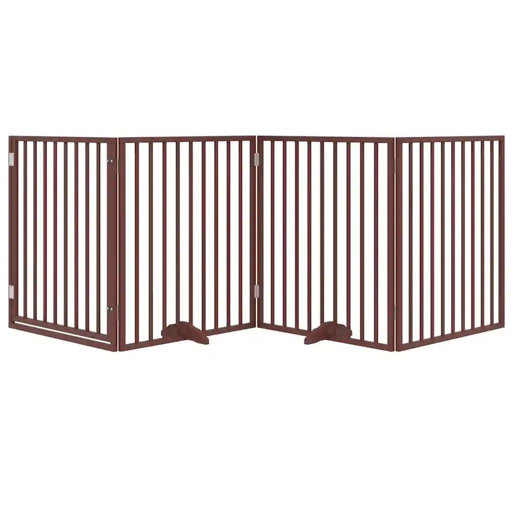 vidaXL Cancello Cani Porta Pieghevole Marrone 4 Pannelli 320cm Pioppo