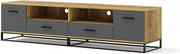 MOBILE TV PIANO TV SOGGIORNO GRAFITE ROVERE  190x45.2x42.5cm ARSEN
