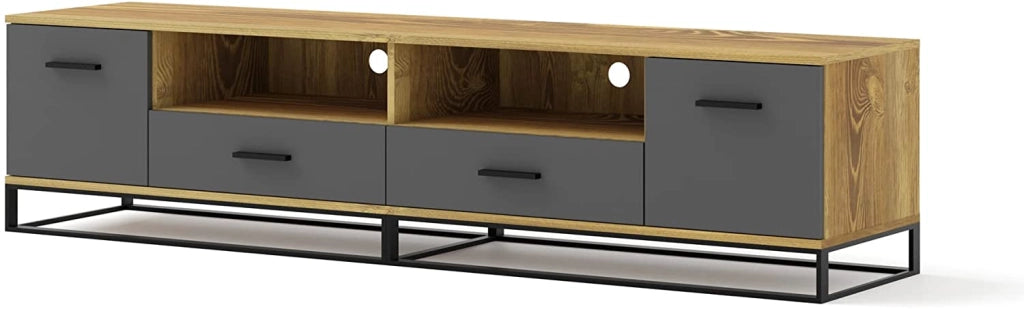 MOBILE TV PIANO TV SOGGIORNO GRAFITE ROVERE  190x45.2x42.5cm ARSEN