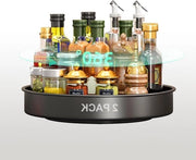 Piatto rotante per erbe Piatto rotante 315 cm + 255 cm - Organizzatore cucina - 360 gradi Piatto rotante - Organizzatore Piatto - Cucina sala da pranzo armadio - Tavolo tavolo di lavoro - Acciaio metallo nero