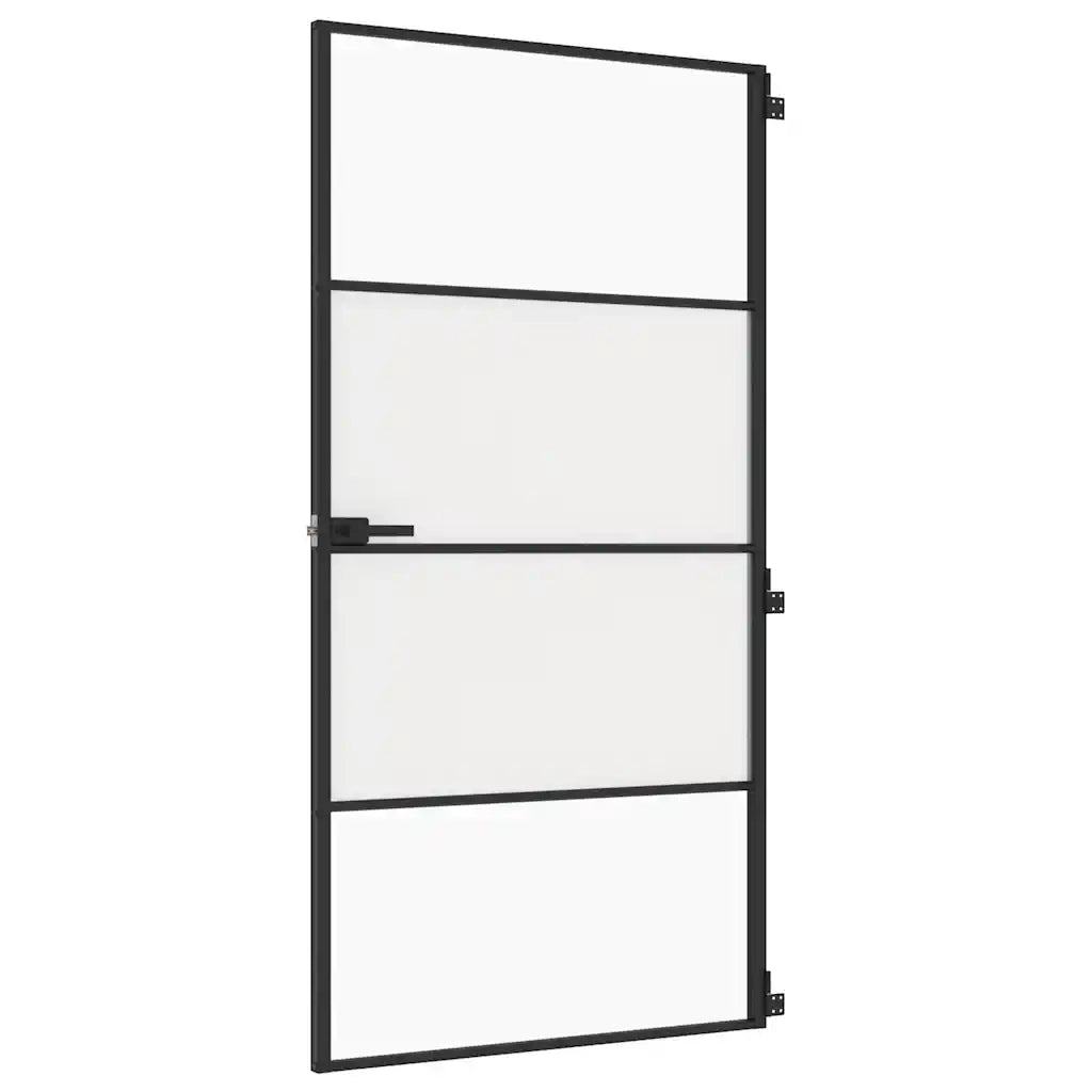 Porta Interni Sottile Nera 102,5x201,5Vetro Temperato Alluminio 155122