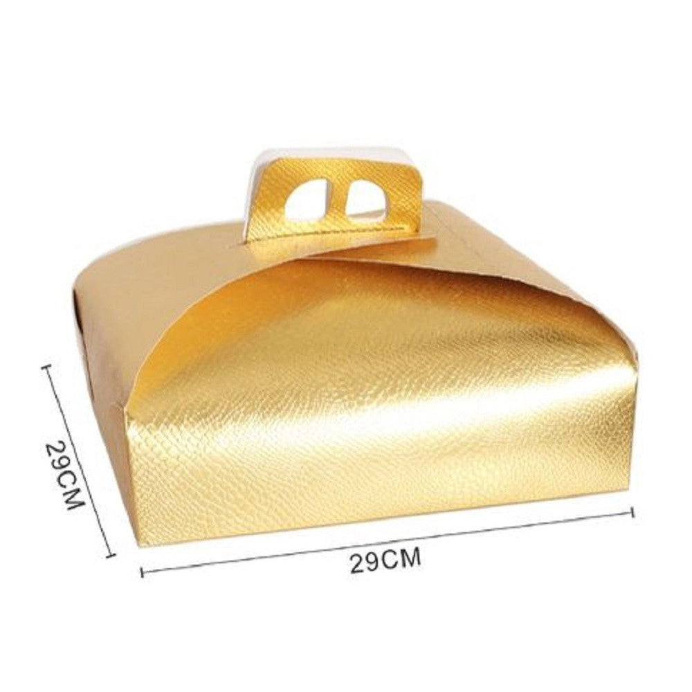 Trade Shop - Set 3pz Scatola Porta Torta Oro 29x29cm Per Dolci Paste Pasticceria Festa 58007 -