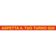 TARGA SEGNALETICA COVID ADESIVA ASPETTA TURNO QUI  VINILE CM 100X7