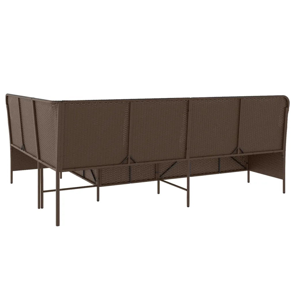 Divano da Giardino con Cuscini a L Marrone in Polyrattan