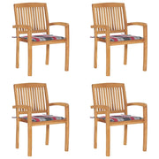 Sedie da Giardino Impilabili 4 pz con Cuscini Massello di Teak 3073223
