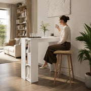 Bar Table With Shelf, White, 102x50x103.5 Cm, Engineered Wood