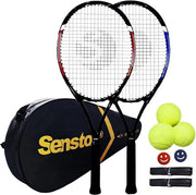 Racchetta da tennis per adulti, 68,6 cm, set da tennis per 2 giocatori, composto da 3 palloni, 2 maniglie, 2 silenziatori di trazione