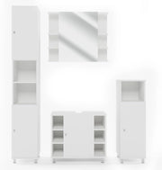 Set mobili bagno Fynn, Bianco, 60 cm, composto da mobile lavabo, pensile a specchio, colonna e base media