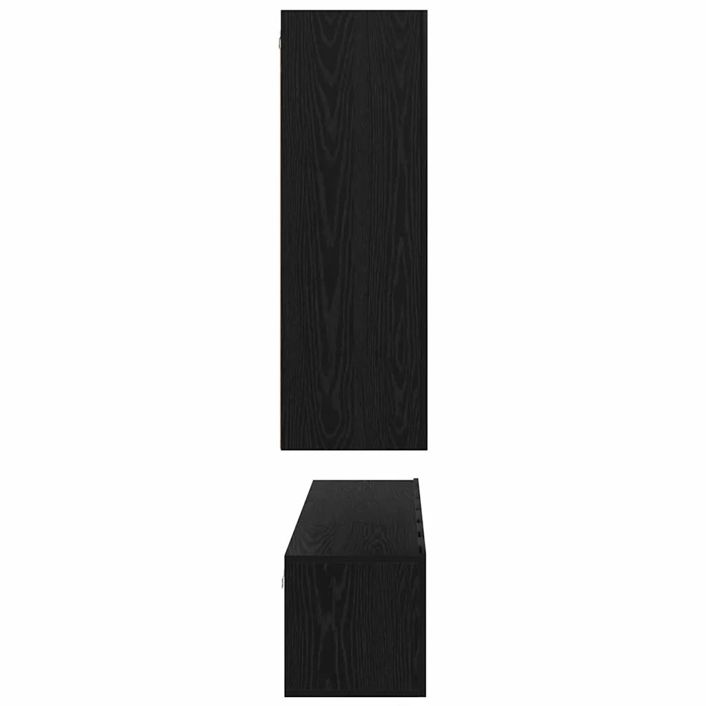 Set mobile TV 5 pz-Credenza per TV Rovere Nero Legno multistrato 696364