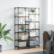 Libreria-Scaffale per Libri-Mobile di Stoccaggio Rovere Fumo 100x32x170 cm in Legno Multistrato e Ferro