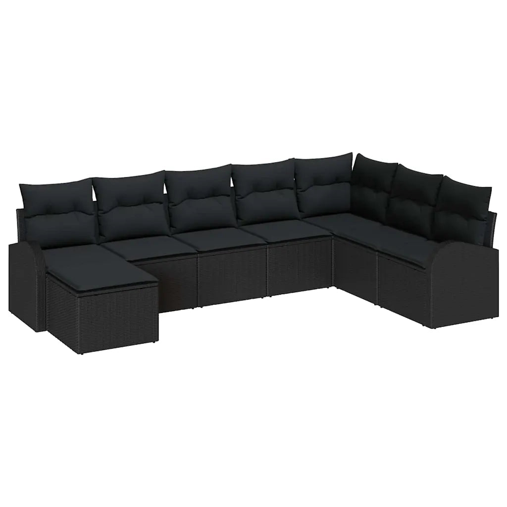 Set di divani con cuscino 8 pcs Nero polyrattan