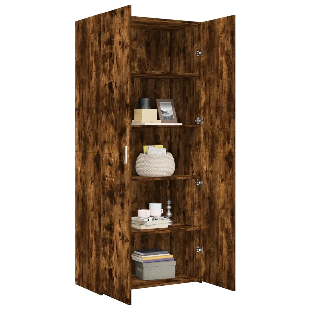Credenza Rovere Fumo 80x42,5x185 cm in Legno Ingegnerizzato