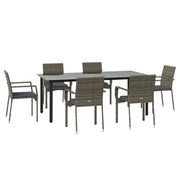 Set da pranzo da giardino in rattan nero e grigio da 7 pezzi con cuscini 02_0014907