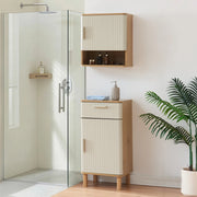 Set da 2 Pezzi per Bagno Ferrersp con Mobile da Terra e Pensile da Parete - Effetto Rovere/Avena Oatmeal [en.casa]