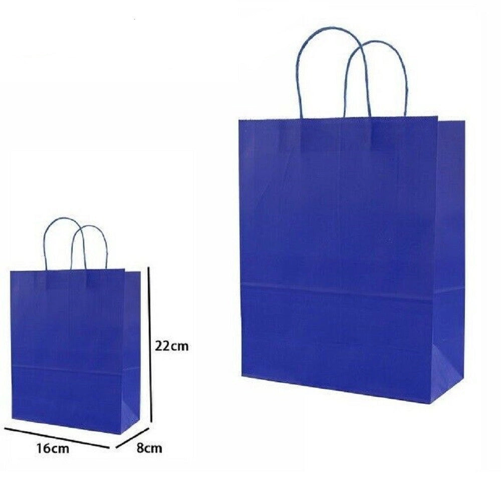 Trade Shop - Set 5 Pezzi Buste Borsa Da Regalo Sacchetti Carta Colore Blu 22 X 16 X 8cm 68449 -