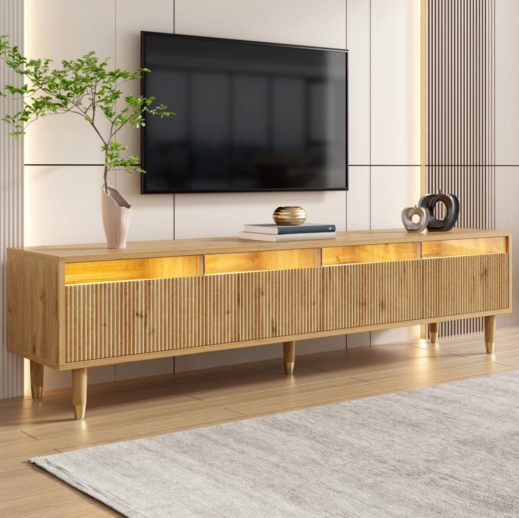 Mobile TV moderno effetto legno 178 cm con 4 cassetti e passacavi