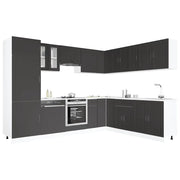 vidaXL Set Mobili da Cucina 14 pz Porto Neri Legno Multistrato