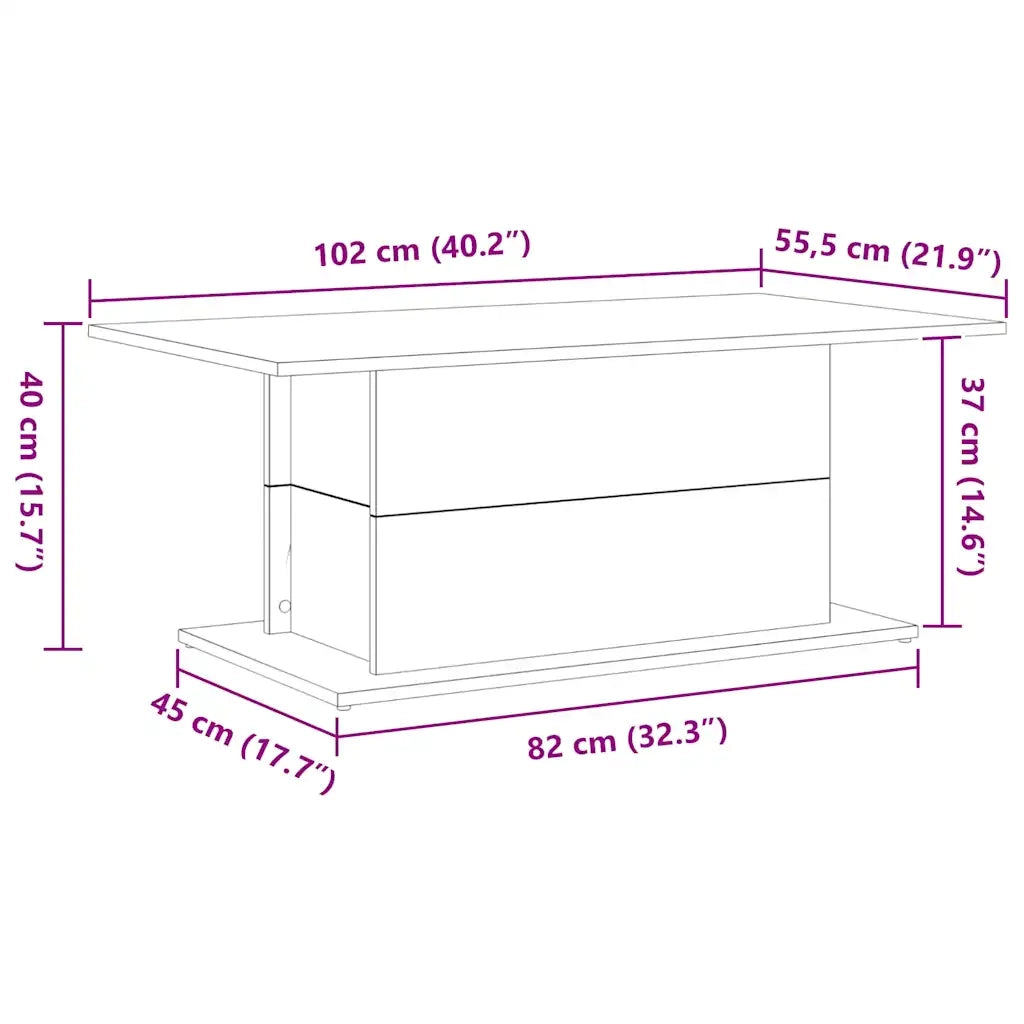 Tavolino da salotto Rovere Nero 102 x 55,5 x 40 cm 862716