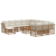 Set di divani da esterno 13 pcs Naturale e Bianco Crema 3437632