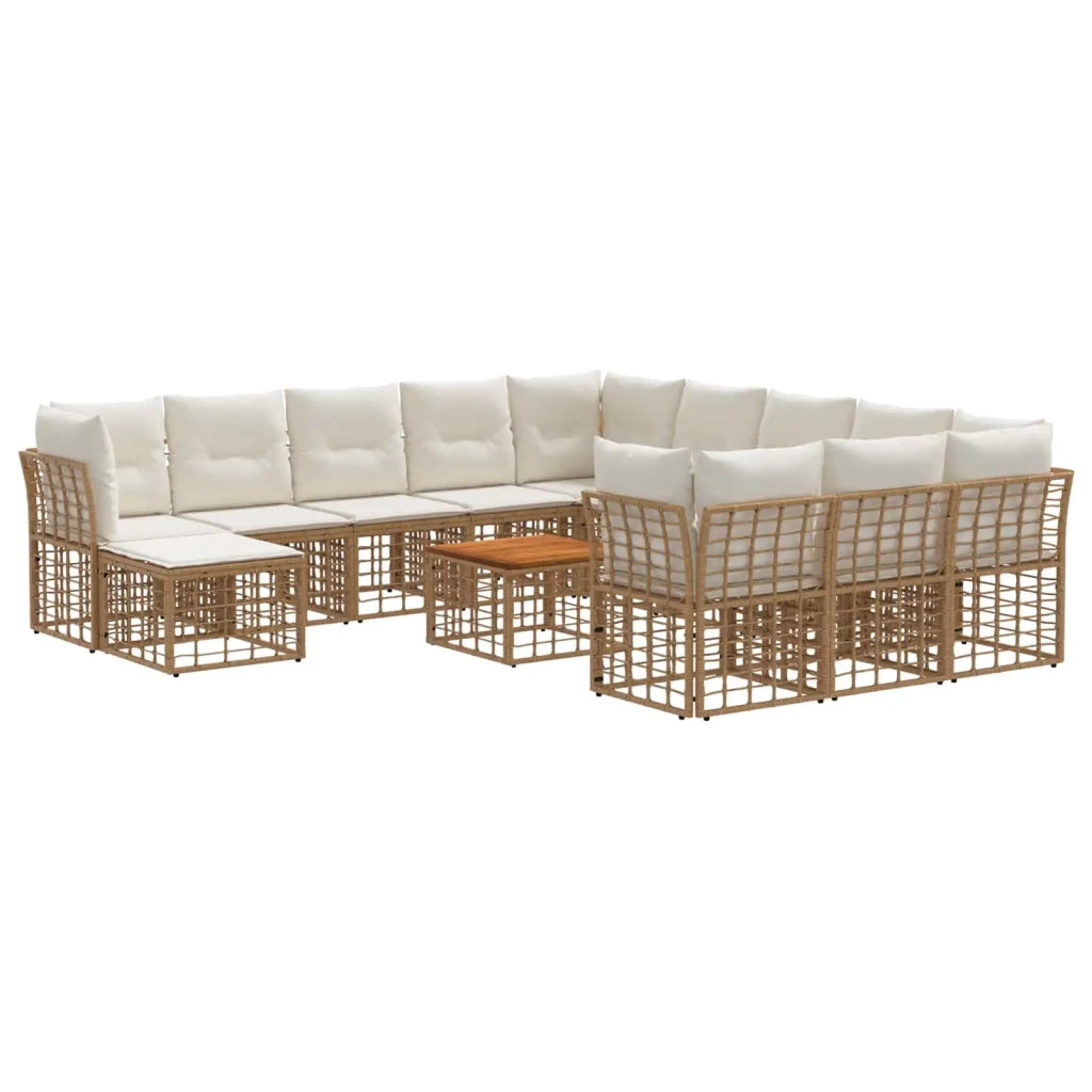 Set di divani da esterno 13 pcs Naturale e Bianco Crema 3437632