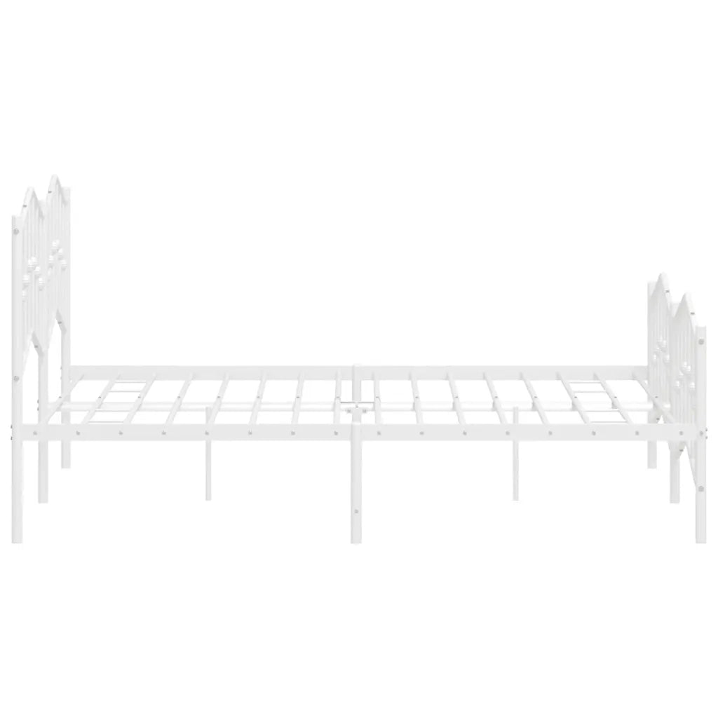 Giroletto con Testiera e Pediera-Struttura Letto Metallo Bianco 135x190 cm 480728