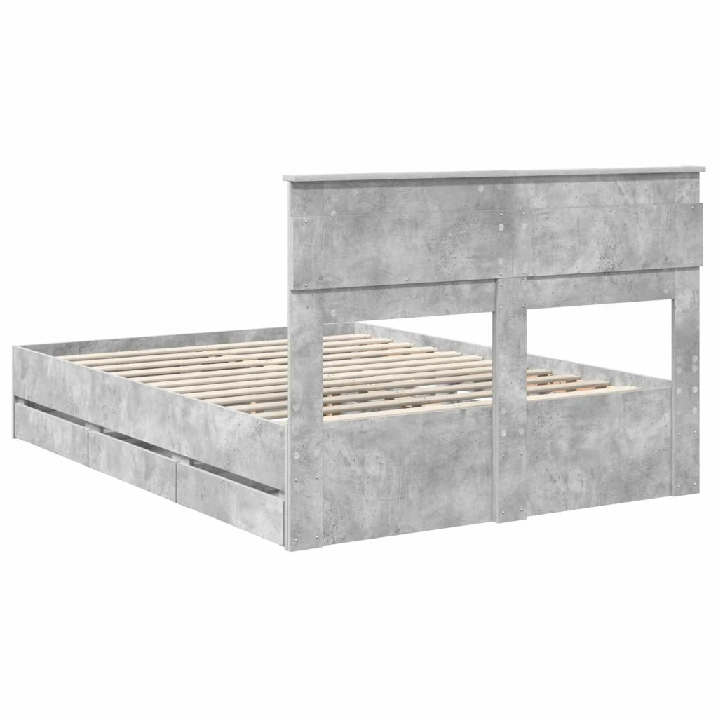 Struttura del letto con cassetto Grigio cemento 160 x 200 cm