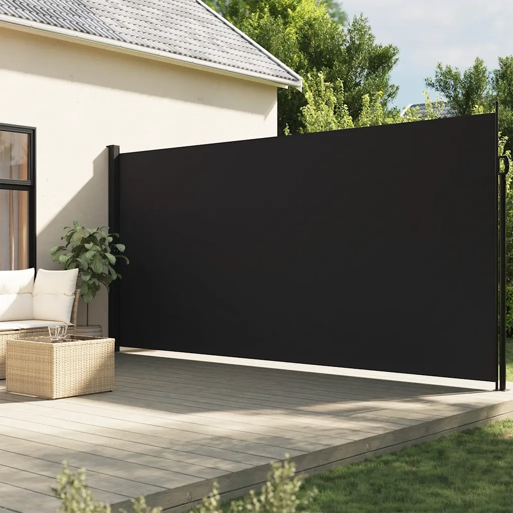 Tenda da Sole | Tenda parasole Laterale Retrattile Nera 220x500 cm