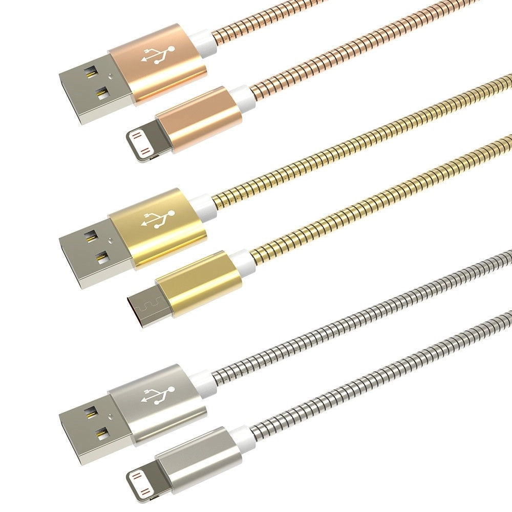 Trade Shop - Cavo Acciaio Ricarica Trasferimento Dati Smartphone Iphone Ipad Usb Resistente -