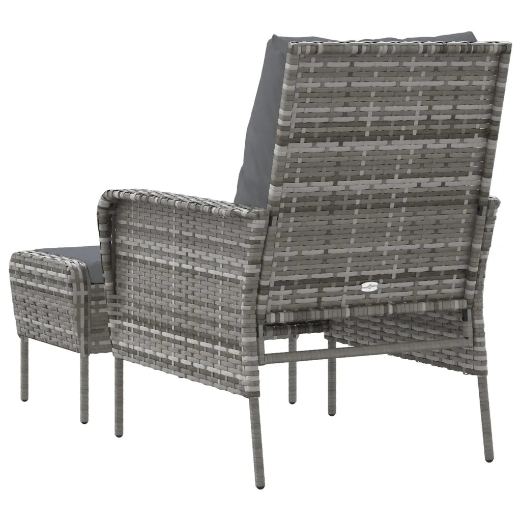 Poltrona da Giardino con Poggiapiedi Grigia in Polyrattan CFW4480342