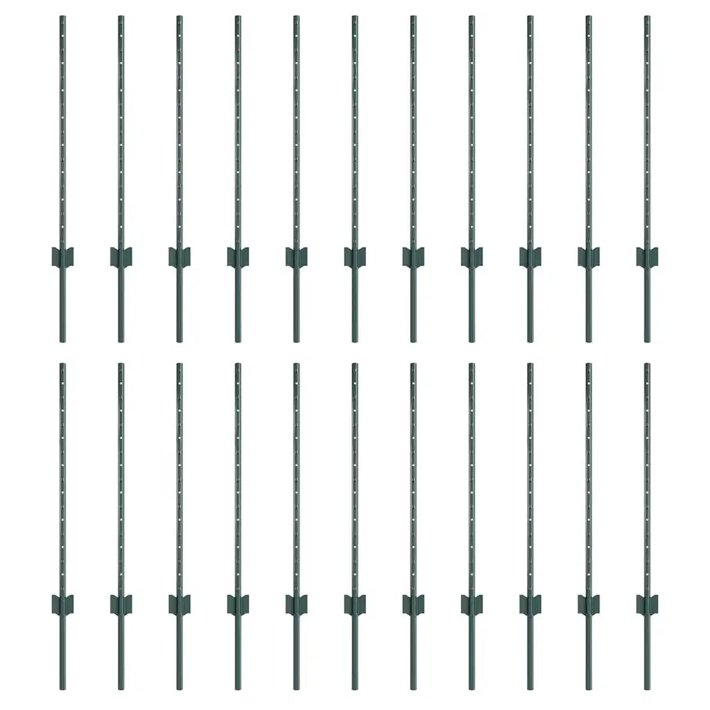 Palo della recinzione 22 pz Verde 120 cm Acciaio CFW9897738