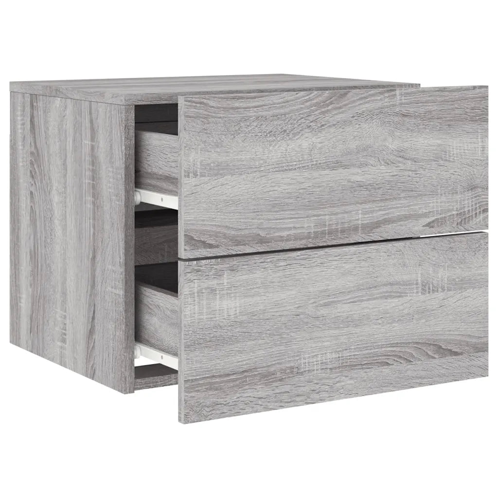 Comodino a Parete con luci LED Grigio Sonoma 836822