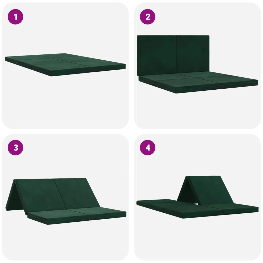 Divano Letto Pieghevole 140 x 67 x 45 cm Verde Scuro 900277