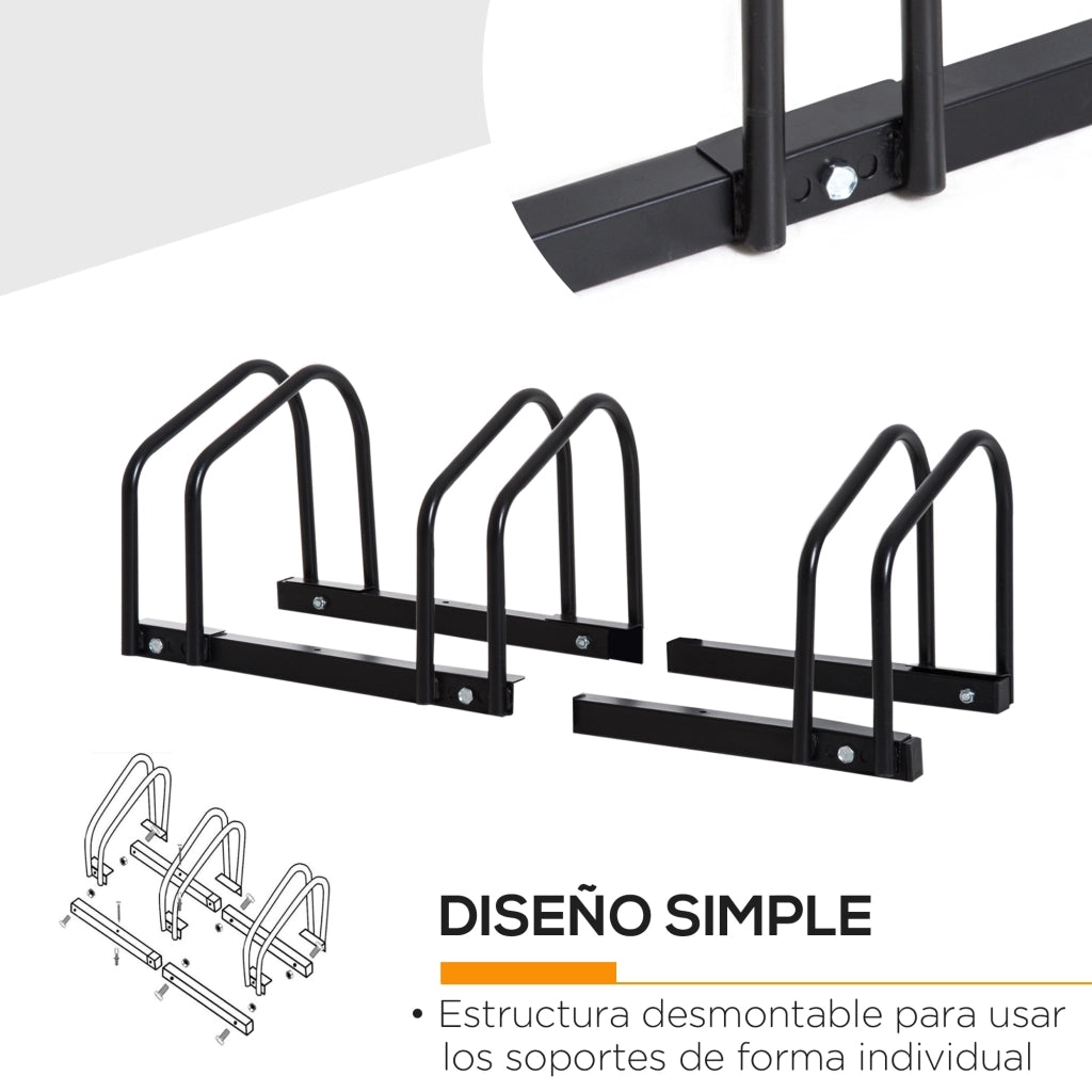 Portabiciclette per 3 Bici ¨C Zephmum ¨C Acciaio 76x33x27 cm Nero