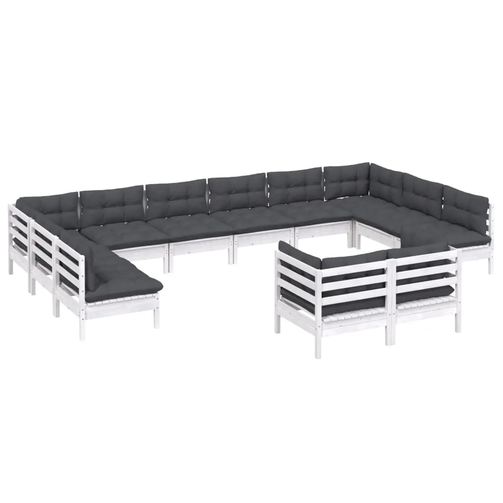 Set Divani da Giardino 12 pz con Cuscini Bianchi Legno di Pino cod mxl 44381