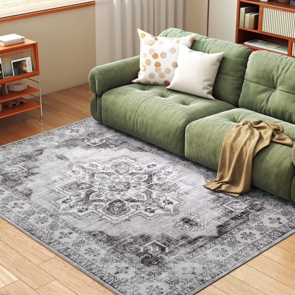 Tappeto lavabile in lavatrice antiscivolo per soggiorno con effetto flanella ¨C Minimal ¨C 230x160cm Grigio