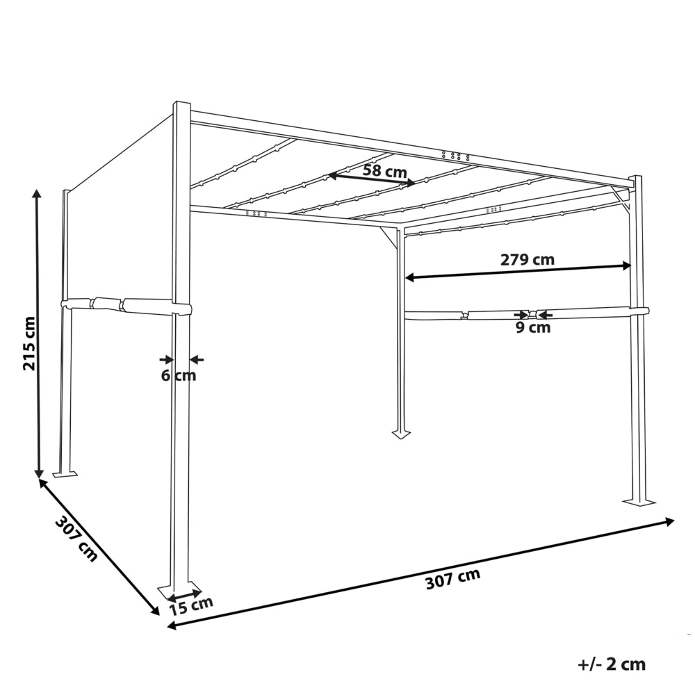 Gazebo in metallo e poliestere marrone con luci LED 310 cm pergola da giardino