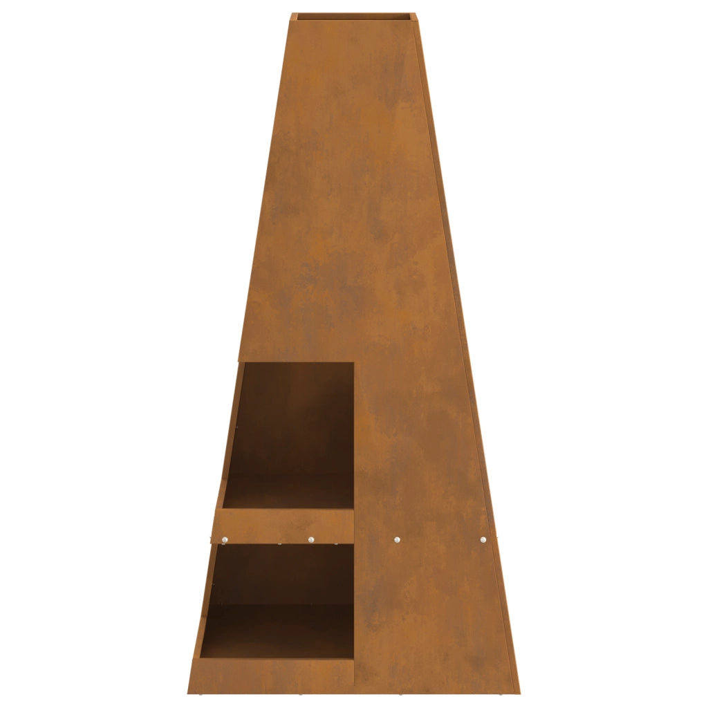 Braciere con Stoccaggio per Legna 50x50x100 cm Acciaio Inossidabile