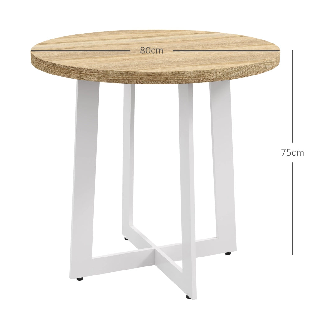 Tavolo da pranzo rotondo per 4 persone ¨C zephmum ¨C legno rovere e acciaio ?80x75 cm