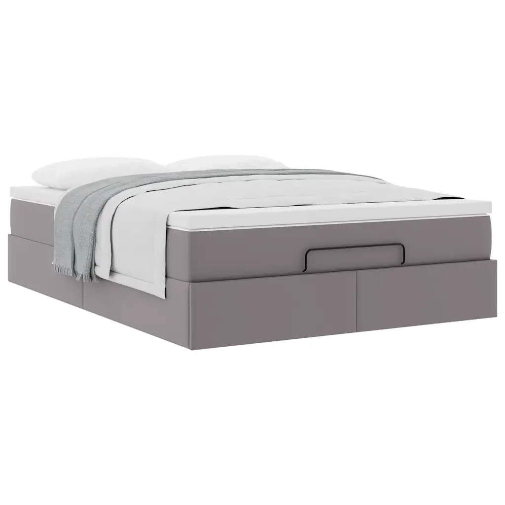 Struttura Letto Pouf con Materasso Grigio 140x200 cm Similpelle 3311044