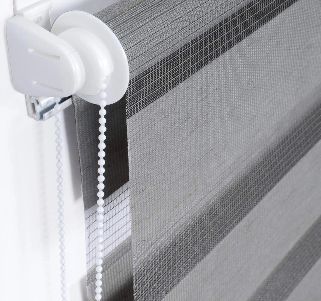 Tenda a rullo zebrata giorno e notte per finestre trasparenti o oscuranti effetto legno 70x150cm grigio 19_0000812